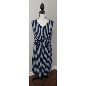 Ann Taylor Factory NWT Sz XL Lined Blue White Stripe Dress $99 Nautical